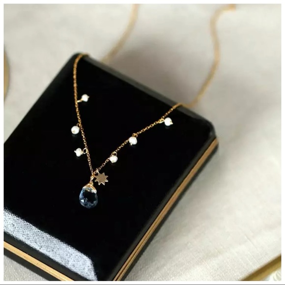 Topaz & Natural Pearl The Gallenah Dainty Necklace - Picture 6 of 8